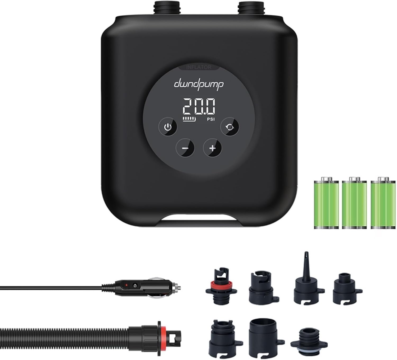 dwndpump, pompa elettrica portatile per SUP. Fotografia ufficiale del prodotto.
